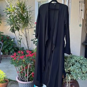 Waterfall Collar Roll Tab Sleeve Split Back Belt Trench Coat